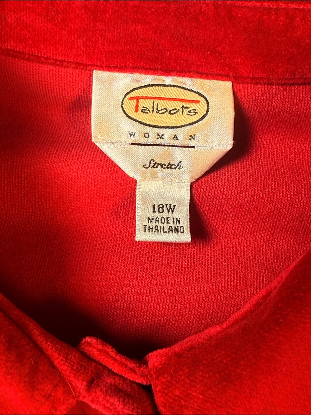 Talbots Woman Rich Red Velour Button Front Jacket Stretch Plus Size 18W Holiday - Picture 6 of 10